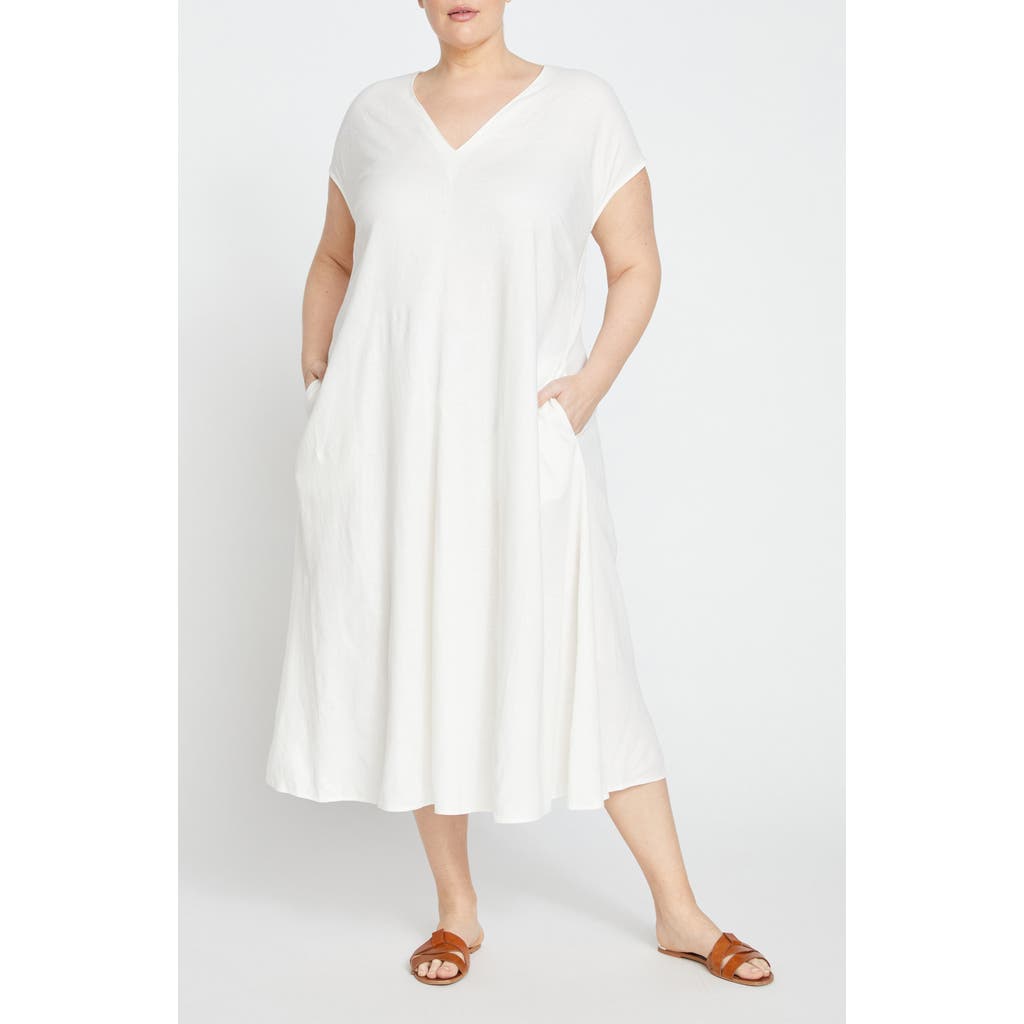 Universal Standard Louvre Tie Back Maxi Dress In White