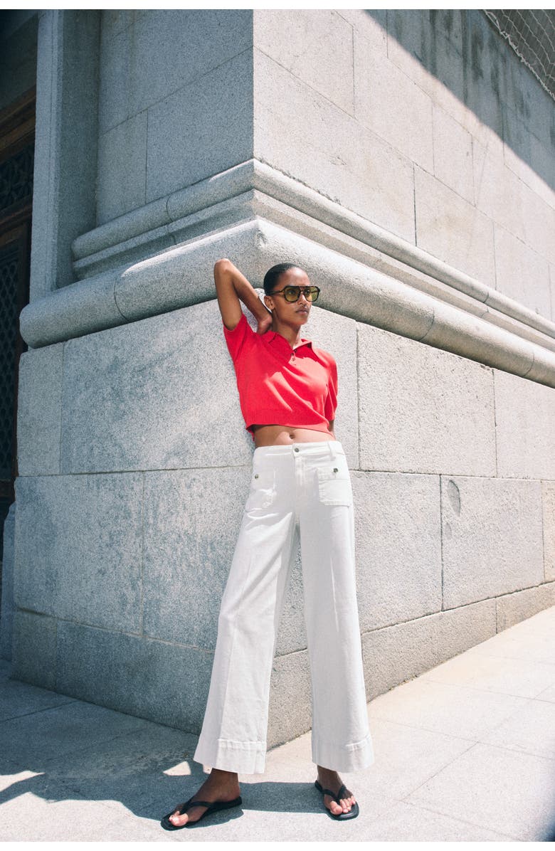 H&M Wide High Ankle Jeans, Alternate, color, White