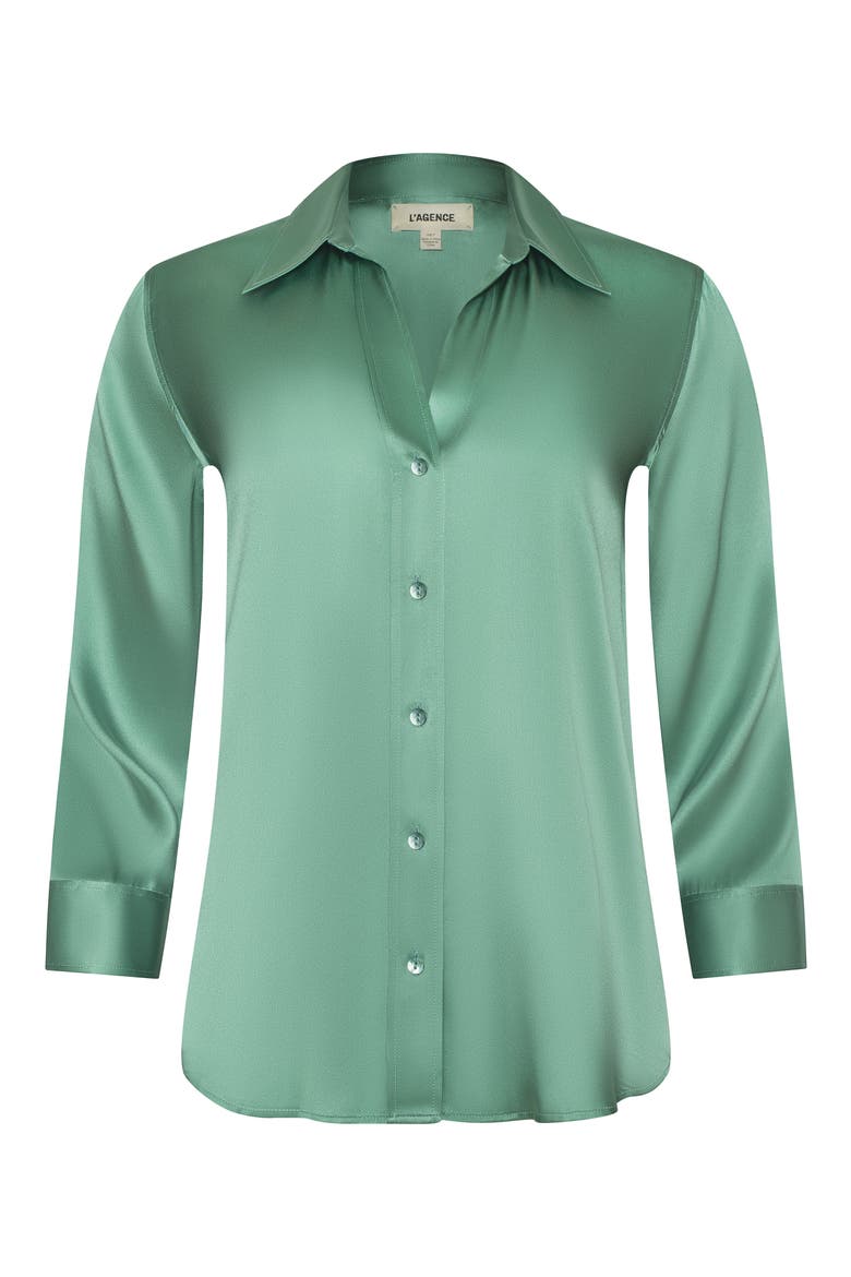 Dani Silk Charmeuse Blouse, Alternate, color, MALACHITE GREEN