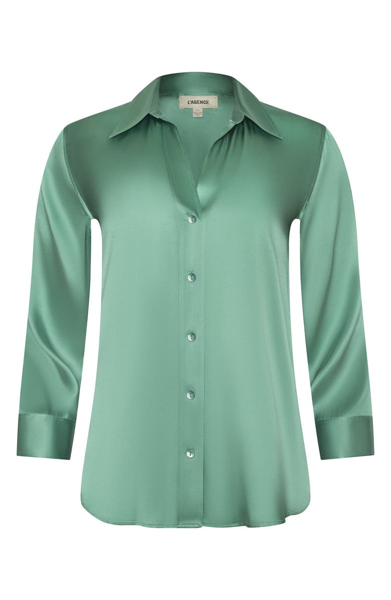 L'AGENCE Dani Silk Charmeuse Blouse, Alternate, color, Malachite Green