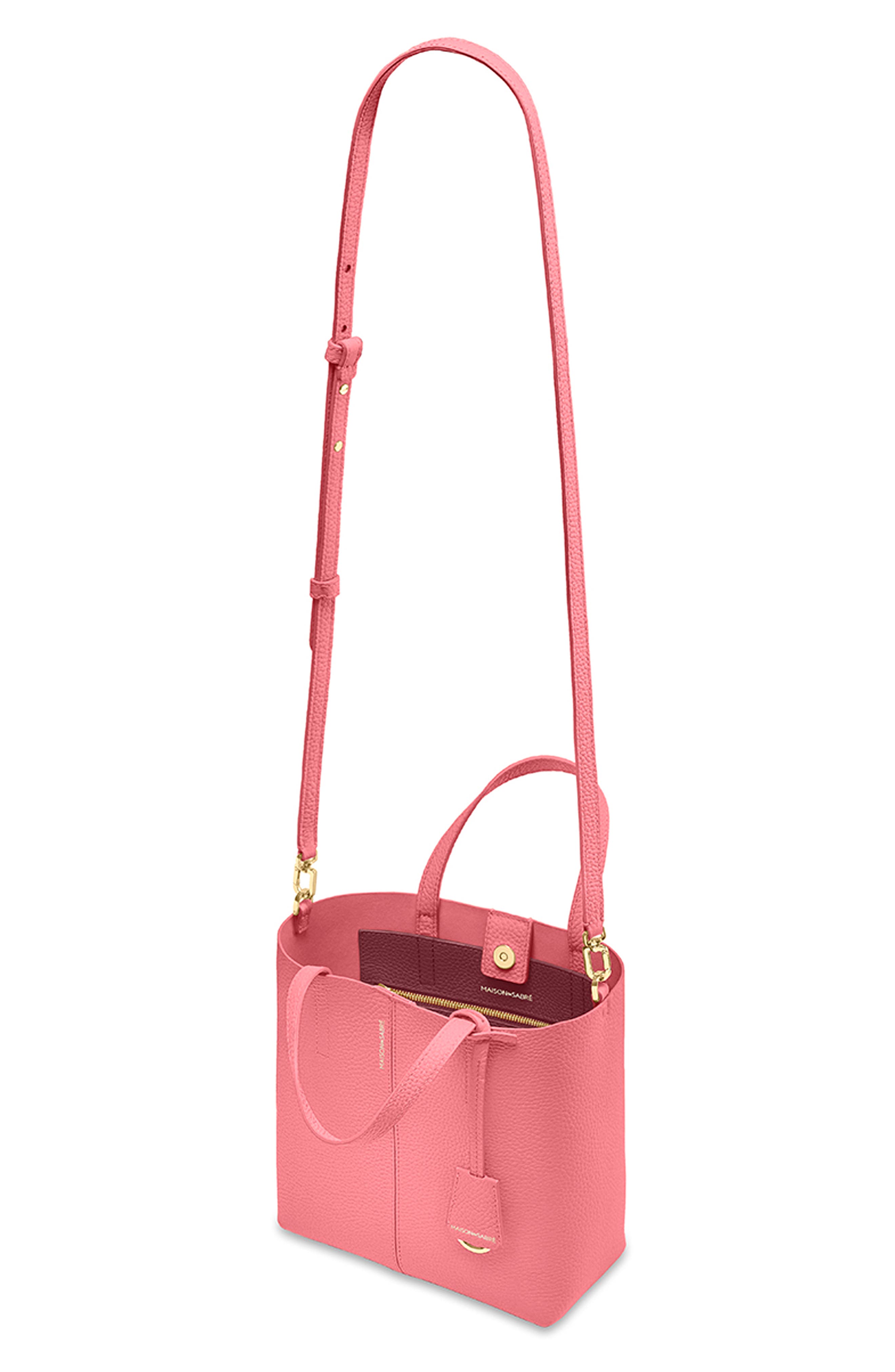Small Leather Soft Tote, Alternate, color, Candy Pink