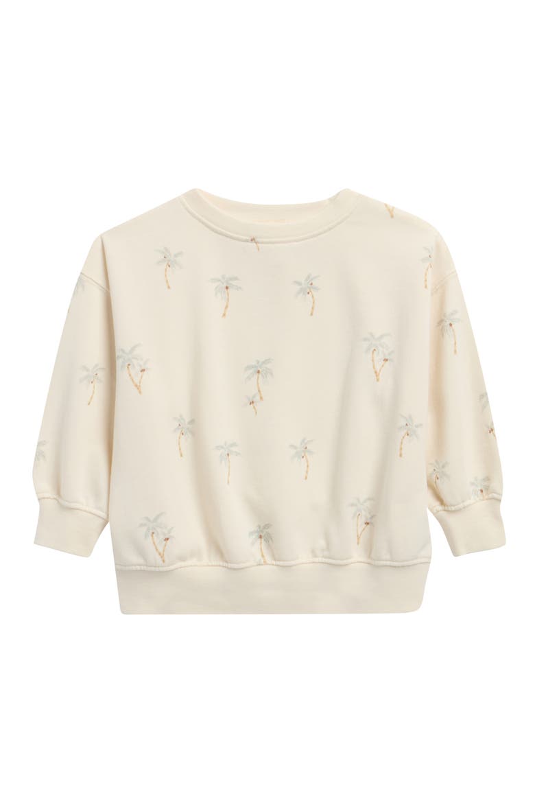 Palm Print Cotton Blend Fleece Sweatshirt, Main, color, NATURAL