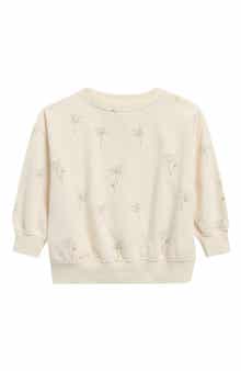 Palm Print Cotton Blend Fleece Sweatshirt