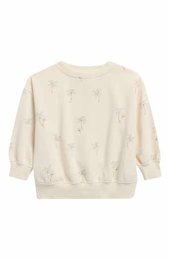 Palm Print Cotton Blend Fleece Sweatshirt