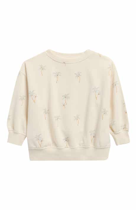Palm Print Cotton Blend Fleece Sweatshirt