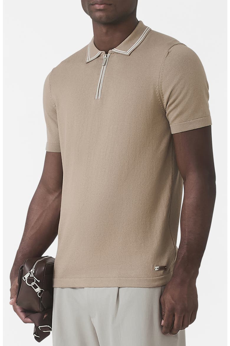 Newbury Slim Zip Knit Polo, Alternate, color, Light Beige
