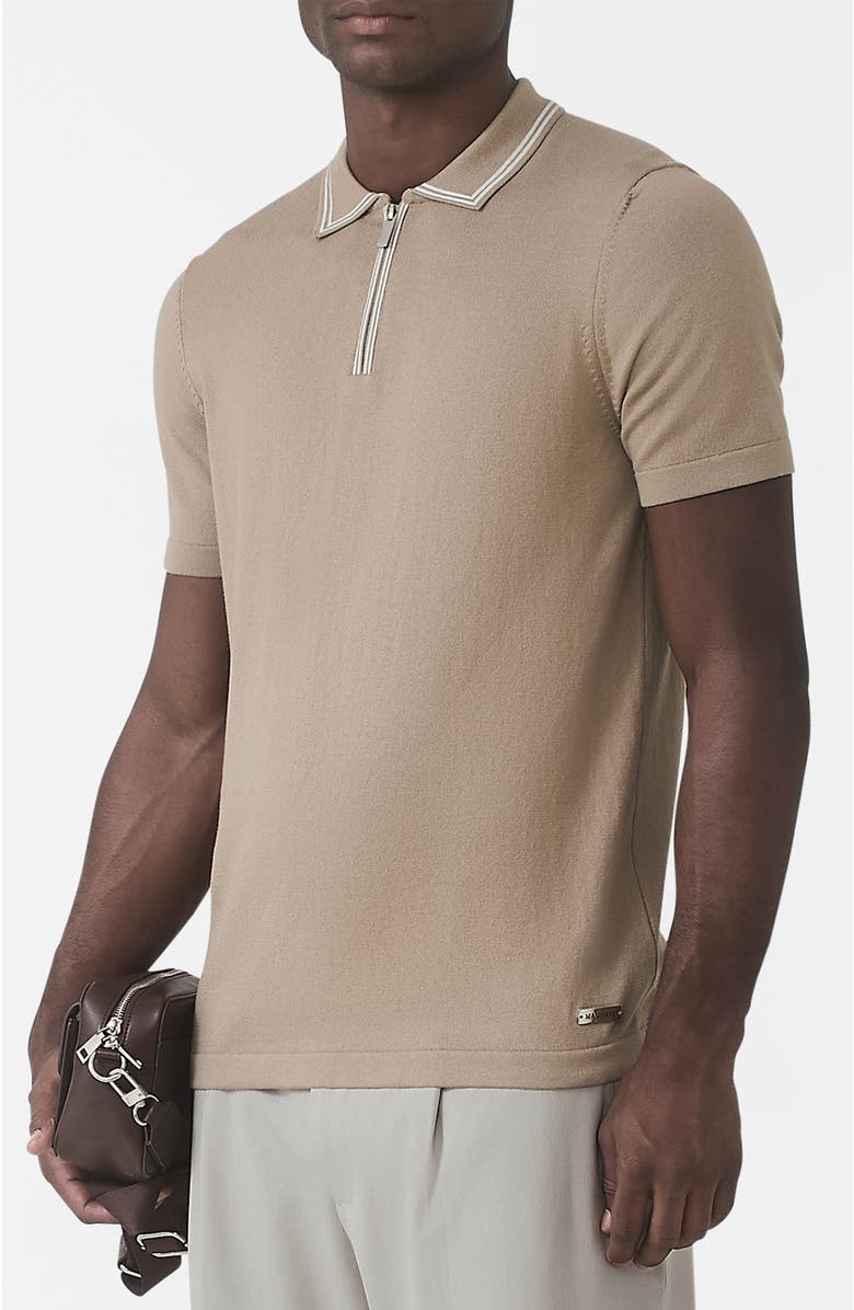 MAUVAIS Newbury Slim Zip Knit Polo, Alternate, color, Light Beige