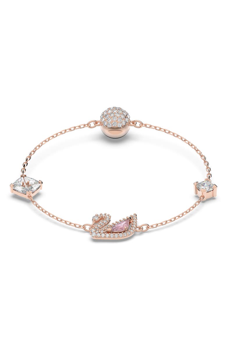 Swarovski Swan Station Bracelet, Main, color, Pink