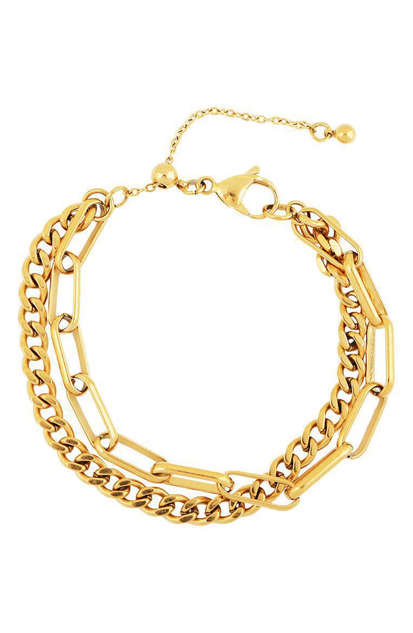 Rebl Layered Paperclip Bracelet In Gold