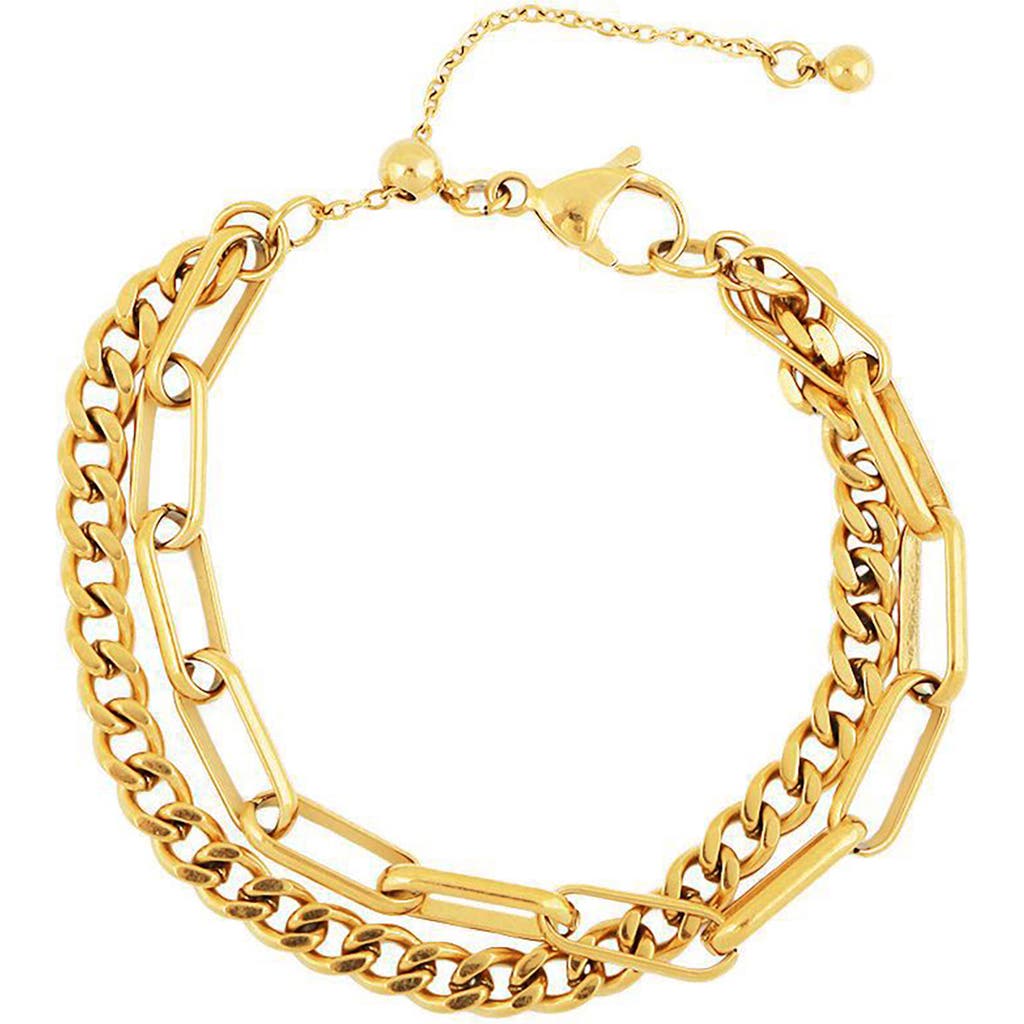 Rebl Layered Paperclip Bracelet In Gold