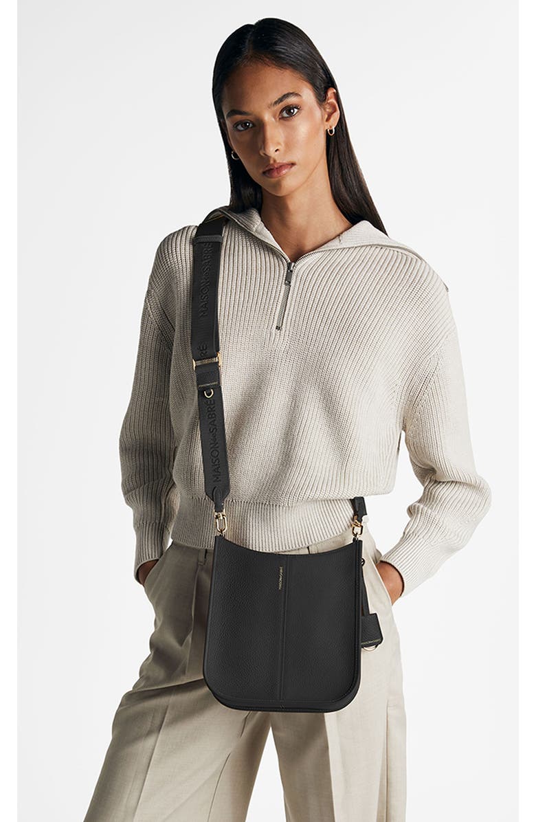 MAISON de SABRÉ Leather Saddle Bag, Alternate, color, Black Caviar