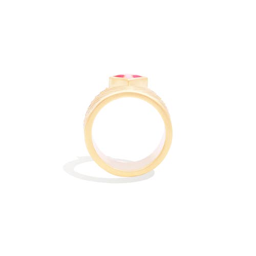 Campbell + Charlotte Spark Chevron Cigar Band Ring In Gold