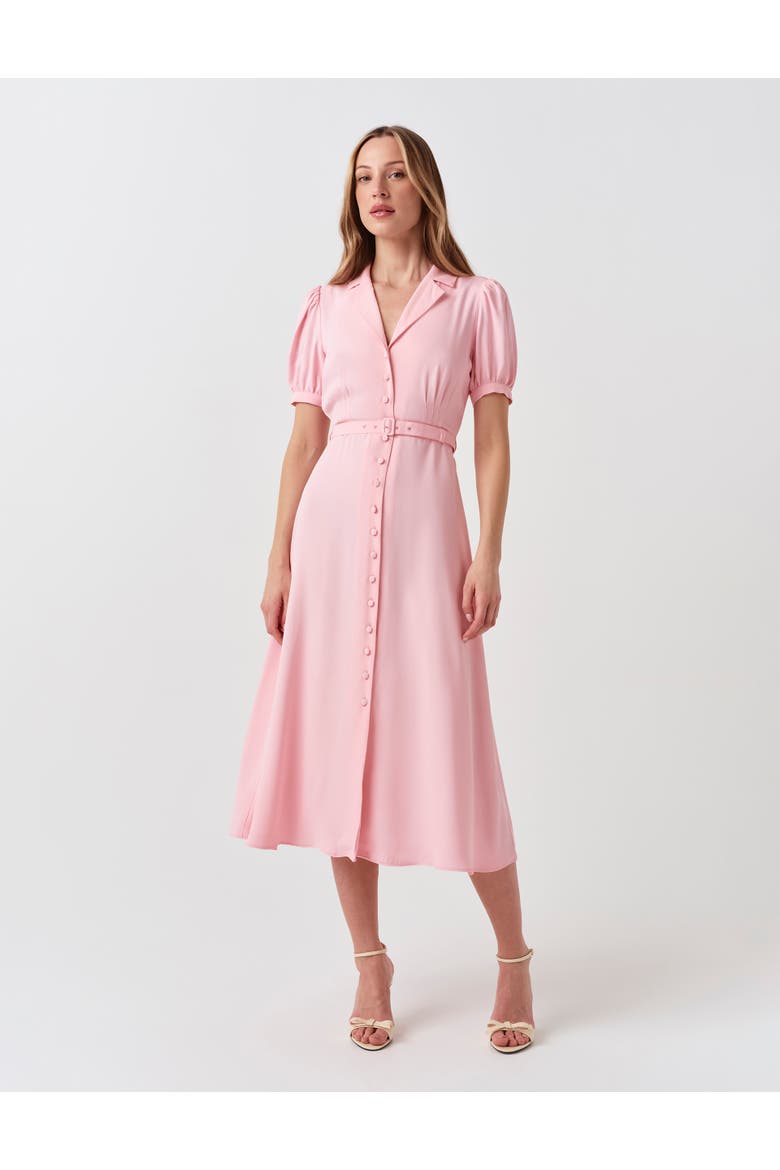 Phoebe Crepe Collared Button Down Dress, Main, color, Pink