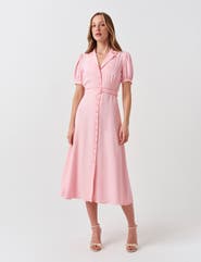 Ghost London Phoebe Crepe Collared Button Down Dress