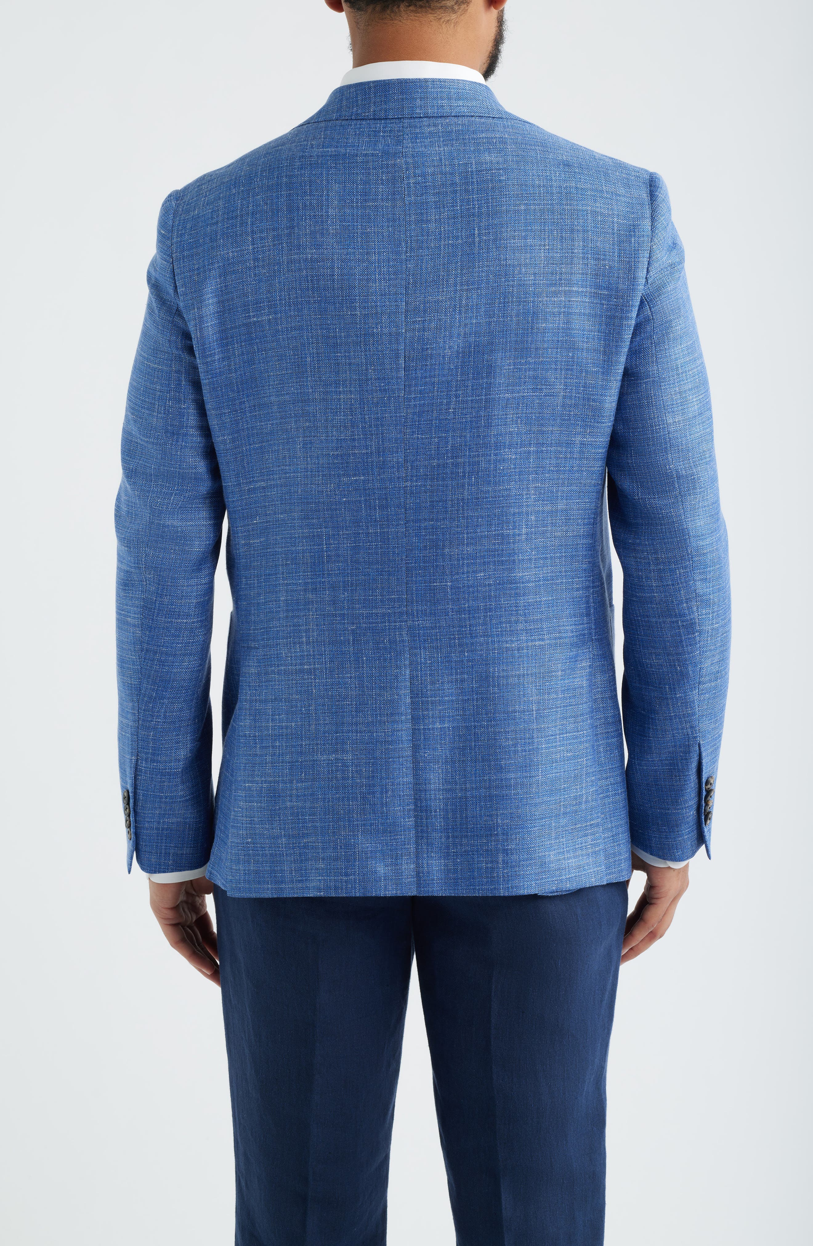 Morton Contemporary Fit Blue Slub Wool & Silk Blend Sport Coat - image 2