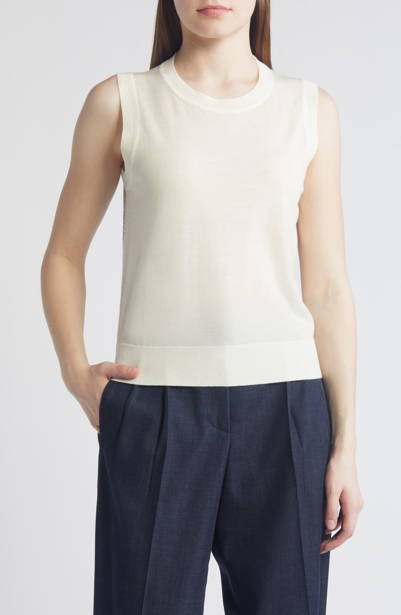 BOSS Flatina Mixed Media Sleeveless Sweater, Main, color,