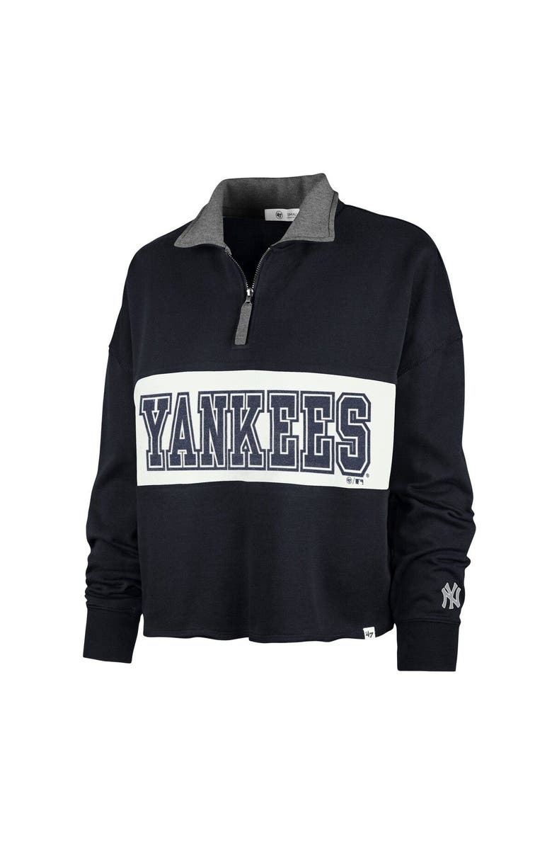 '47 Women's '47 Navy New York Yankees Remi Quarter-Zip Cropped Top, Alternate, color,