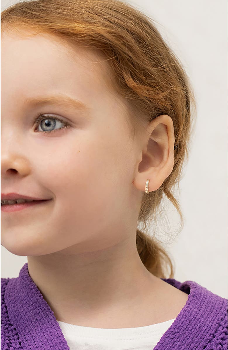 In Season Jewelry 14k Clear Cubic Zirconia Huggie Hoops, Alternate, color, Gold