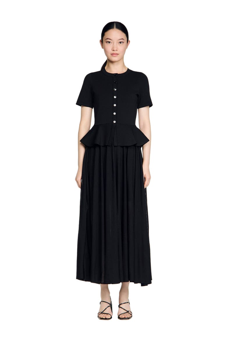 Peplum knit maxi dress, Main, color, Black