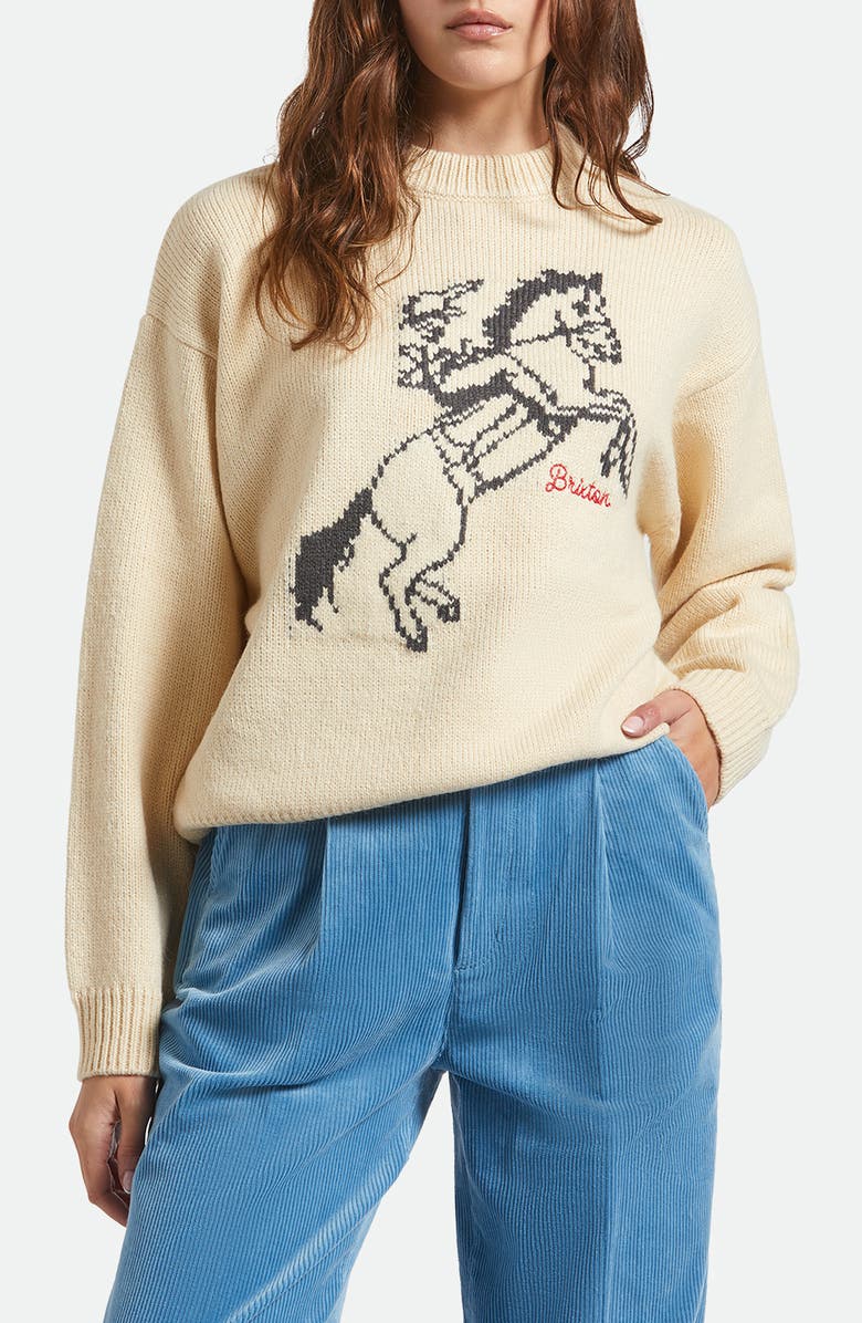 Brixton Ranching Club Crewneck Sweater, Main, color, Whitecap