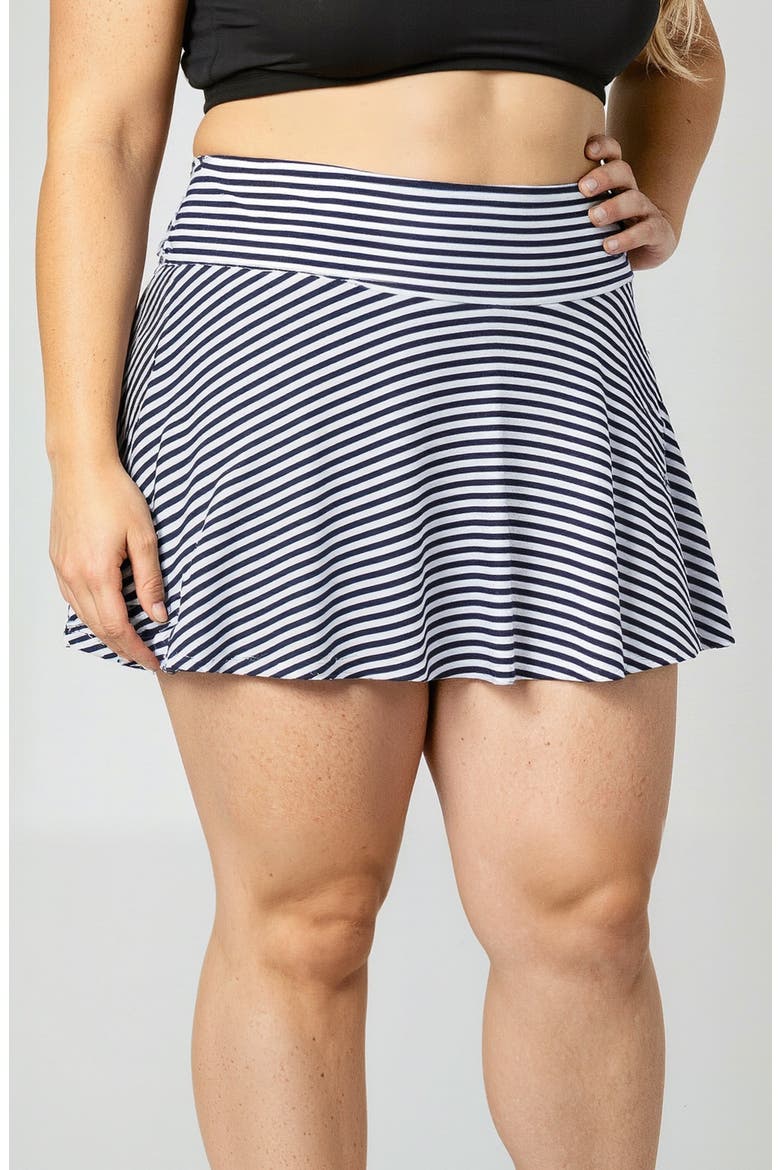 Plus Size Flowy Swim Skirt With Shorts, Main, color, Navy Sunshine Sails