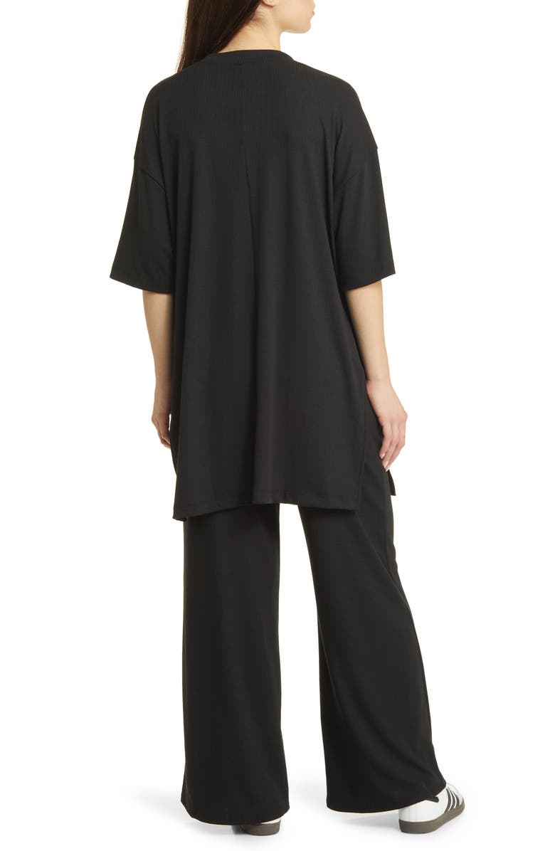 Dressed in Lala Leveled Up Ribbed Oversize T-Shirt & High Waist Crop Pants, Alternate, color, 