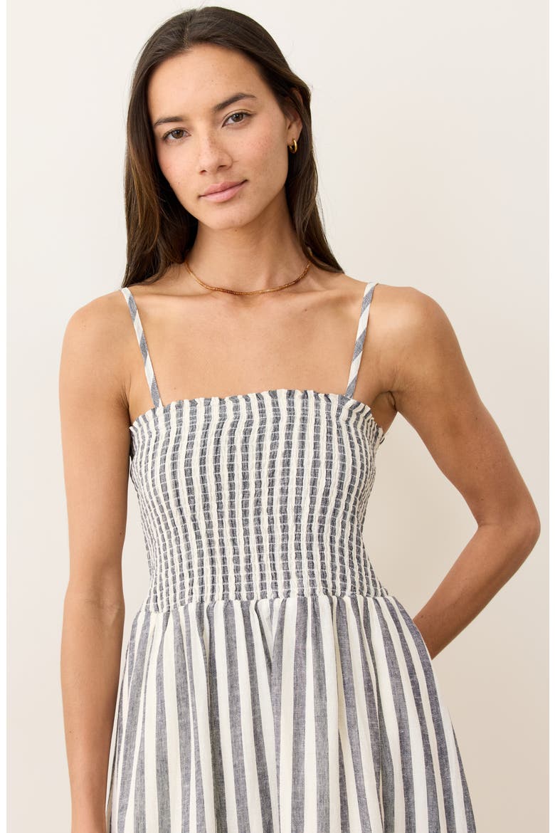 Stripe Smocked Sundress, Alternate, color, INDIA INK STRIPE