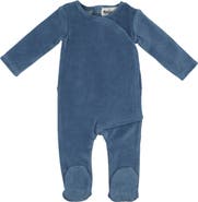Manière Velour Cotton Blend Wrap Footie