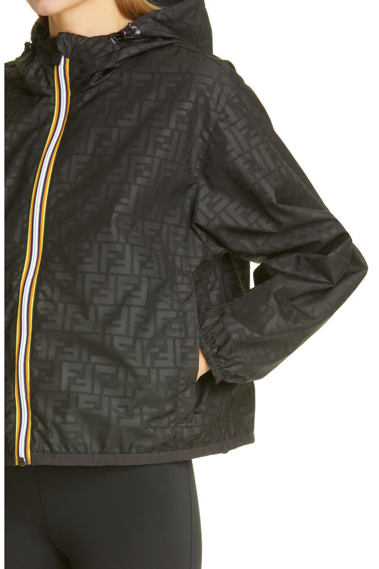 x K-Way® Hooded Reversible Waterproof Windbreaker, Alternate, color, BLACK