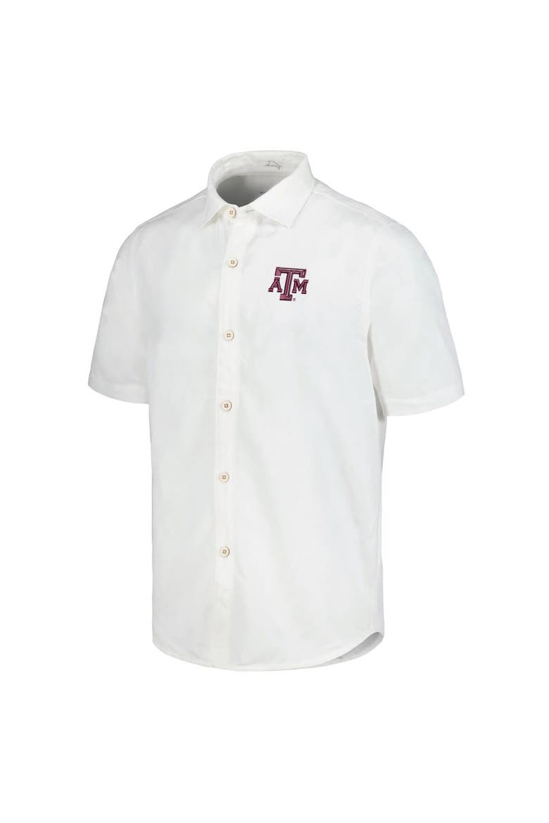 Men's Tommy Bahama White Texas A&M Aggies Coconut Point Palm Vista IslandZone Camp Button-Up Shirt, Alternate, color, White