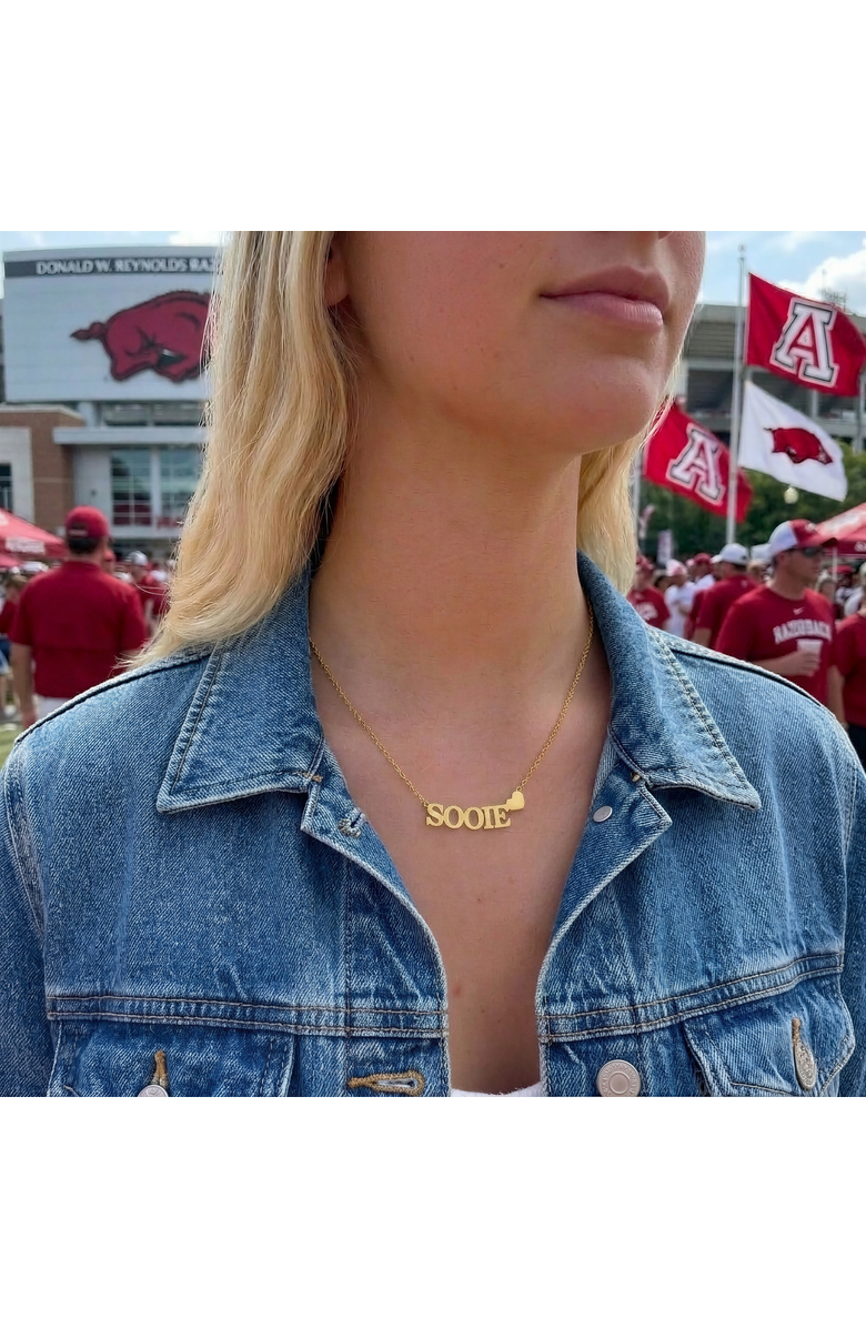 Color Shout University of Arkansas Gold Heart Necklace, Alternate, color, Yellow Gold