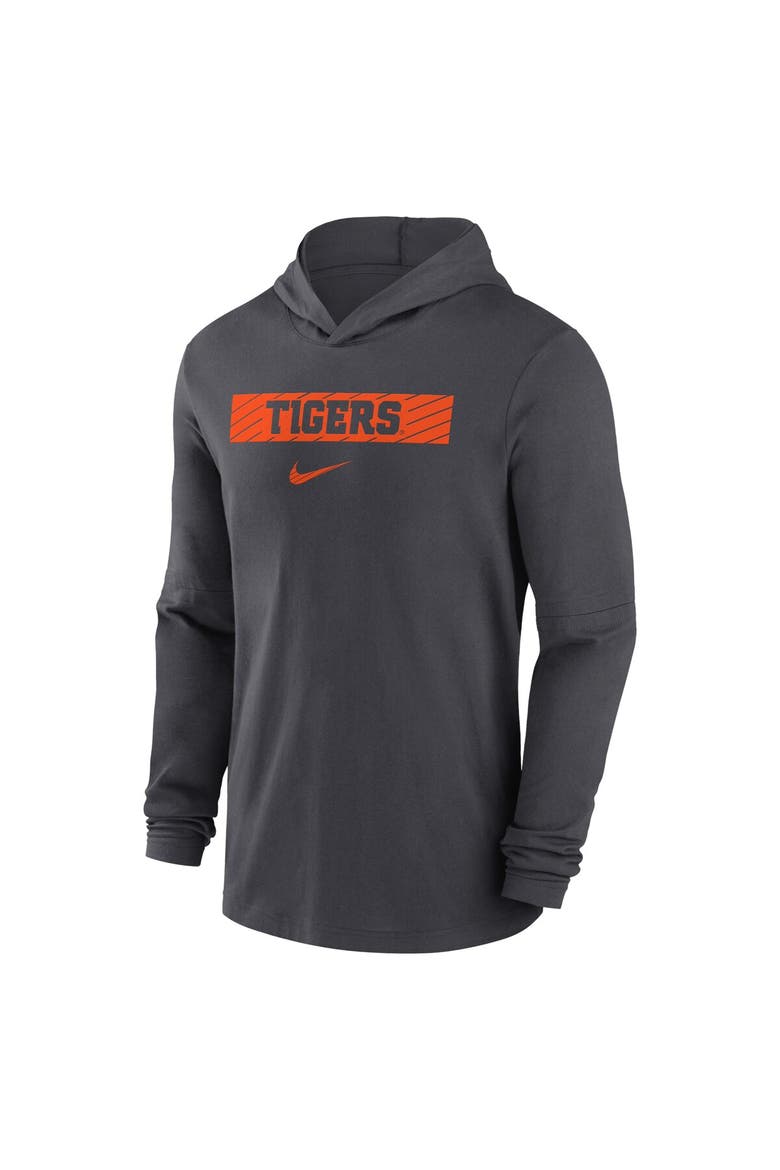 Men's Nike Anthracite Clemson Tigers 2024 Sideline Hoodie Performance Long Sleeve T-Shirt, Alternate, color, Anthracite
