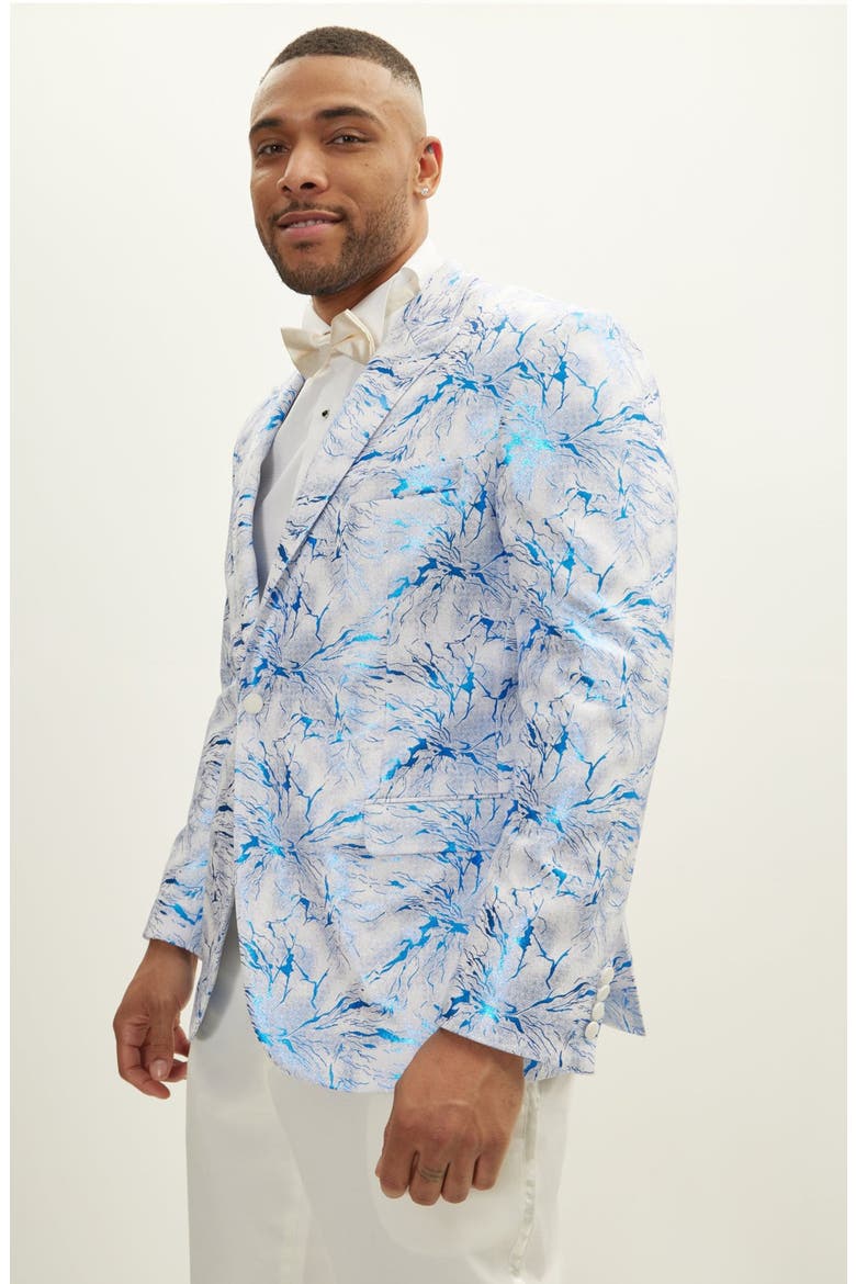 The Wet Look Electric Tuxedo Jacket, Alternate, color, WHITE SAX