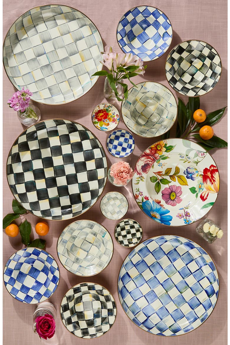 Courtly Check Enameled Steel Abundant Bowl, Alternate, color, BLACK/ WHITE