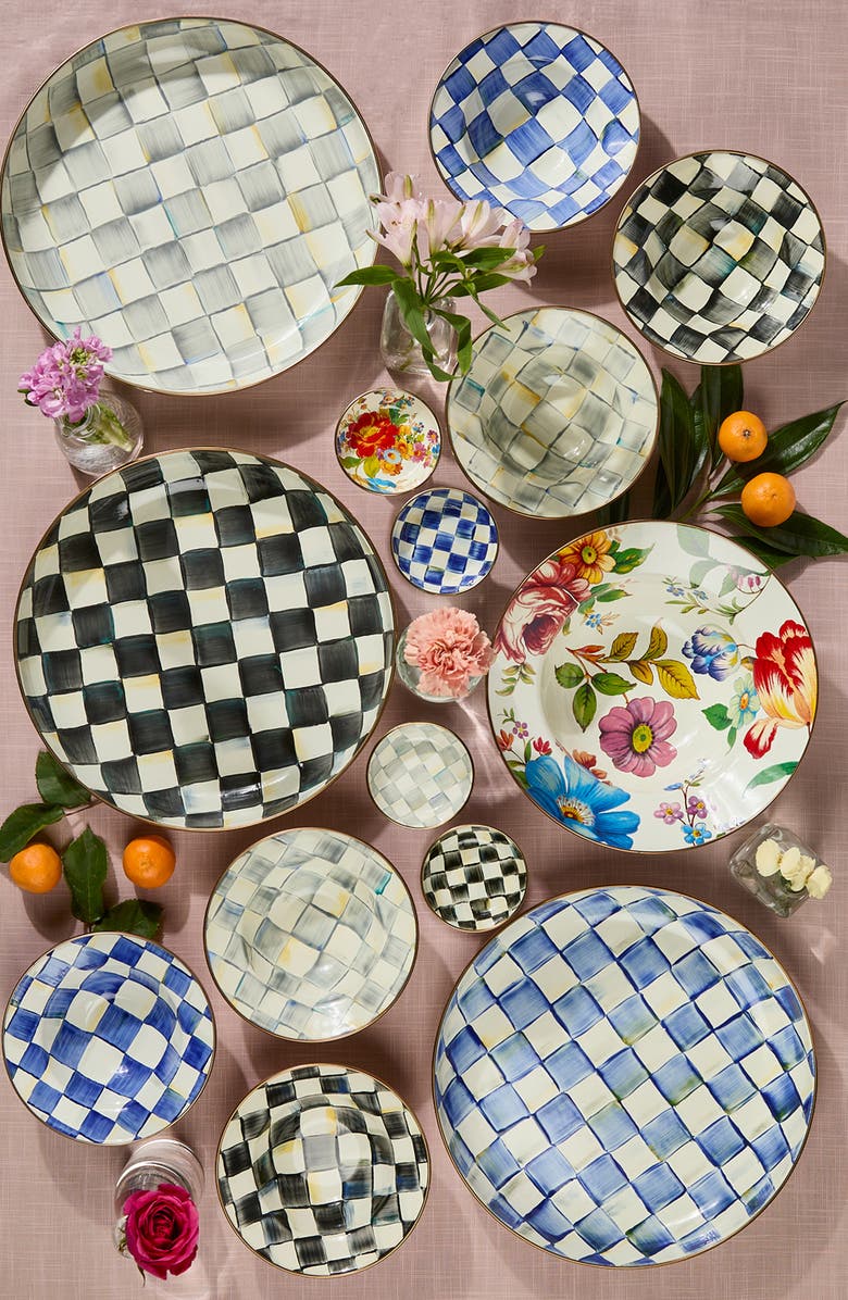 MACKENZIE CHILDS Courtly Check Enameled Steel Abundant Bowl, Alternate, color, Black/ White