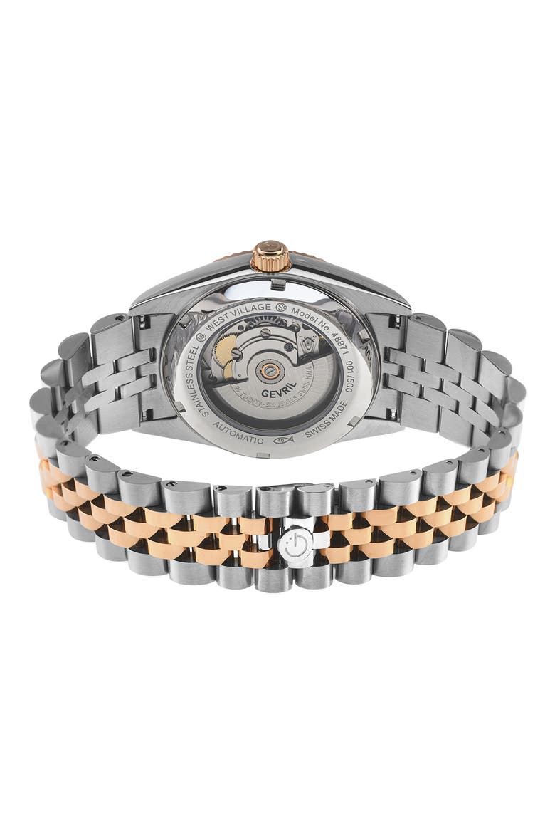 West Village Automatic Two-Tone Bracelet Watch, 40mm, Alternate, color, SILVER/ ROSE GOLD
