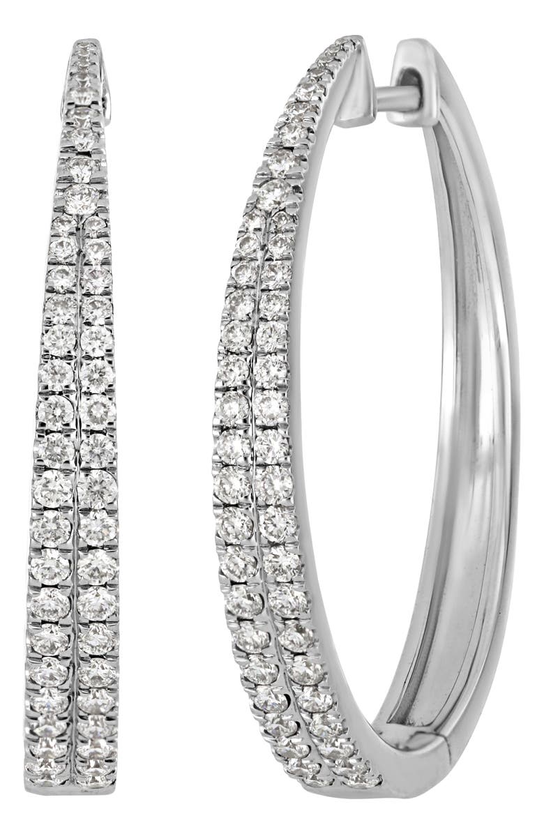 Bony Levy 18K Gold Double Row Diamond Hoop Earrings - 0.58ctw, Main, color, 