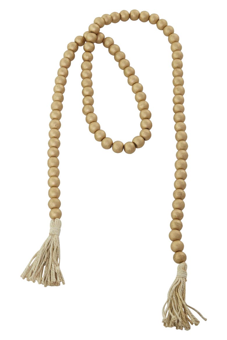 Bohemian Wood Beaded Tassel Garland, Main, color, GOLD