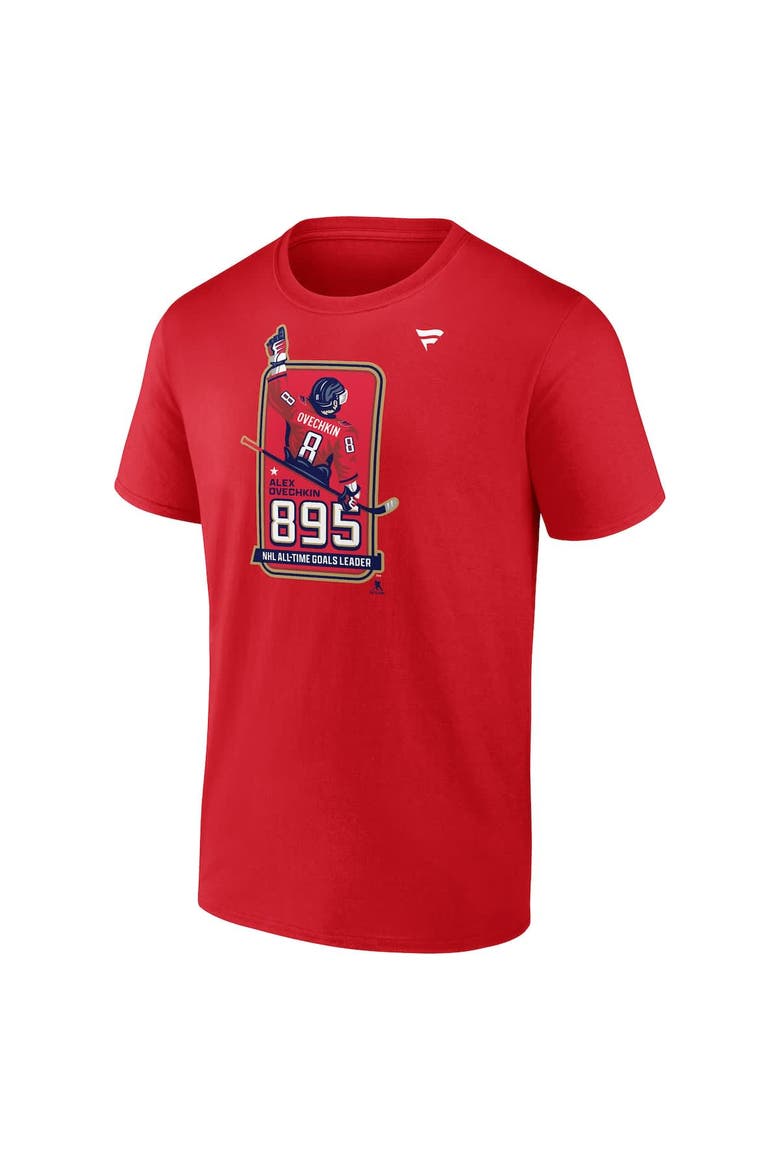 Men's Fanatics Alexander Ovechkin Athletic Red Washington Capitals NHL All-Time Leading Goal Scorer Locker Room T-Shirt, Alternate, color, Athletic Red