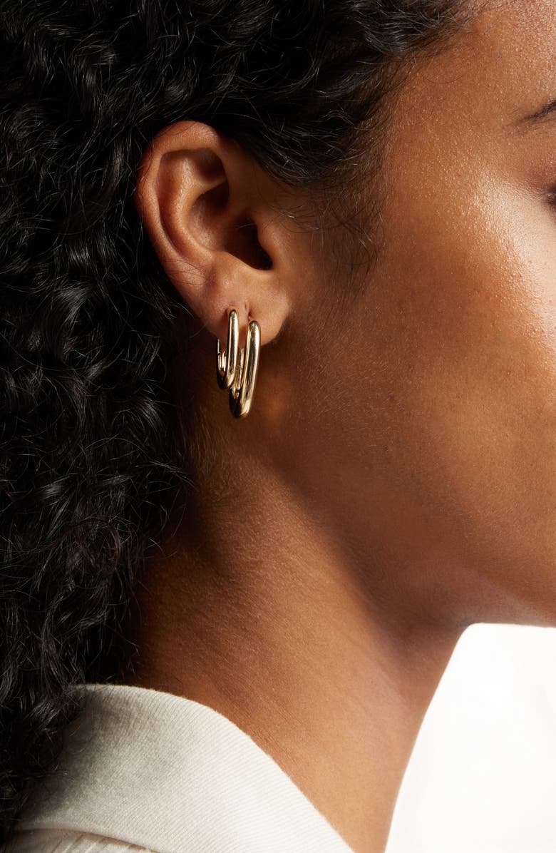 Open Edit Set of 2 Oval Hoop Earrings, Alternate, color, Gold