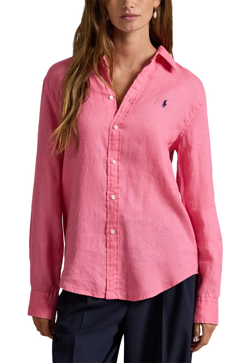Linen Shirt, Main, color, PINK