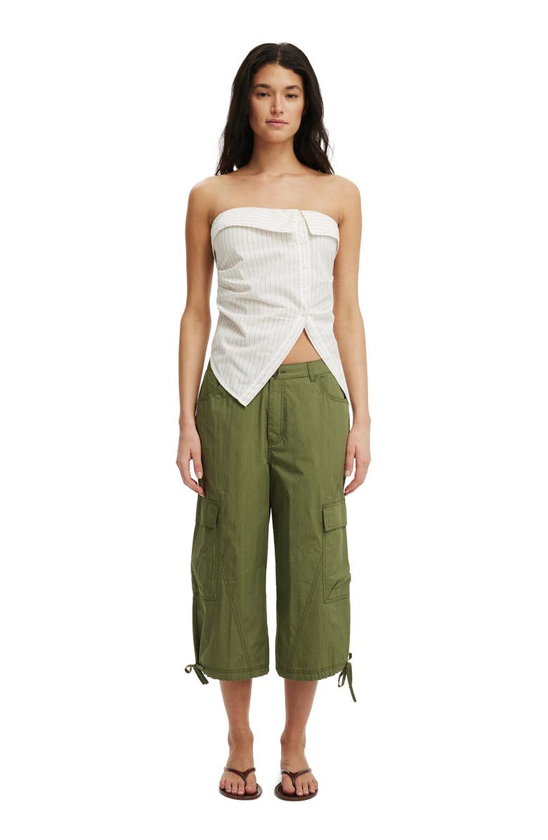 Cotton On Women's Mia Strapless Shirt, Alternate, color, Grey Pinstripe