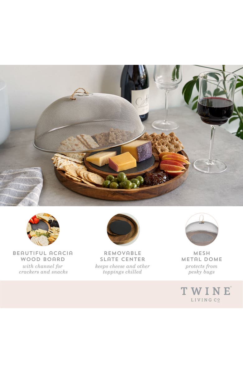 TWINE Modern Manor Cheese Board with Dome, Alternate, color, Brown