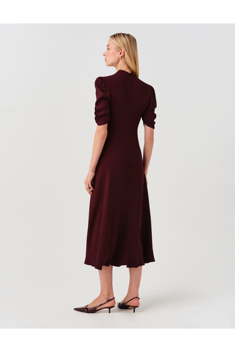 Mia Crepe  Midi Tea Dress, Alternate, color, Wine