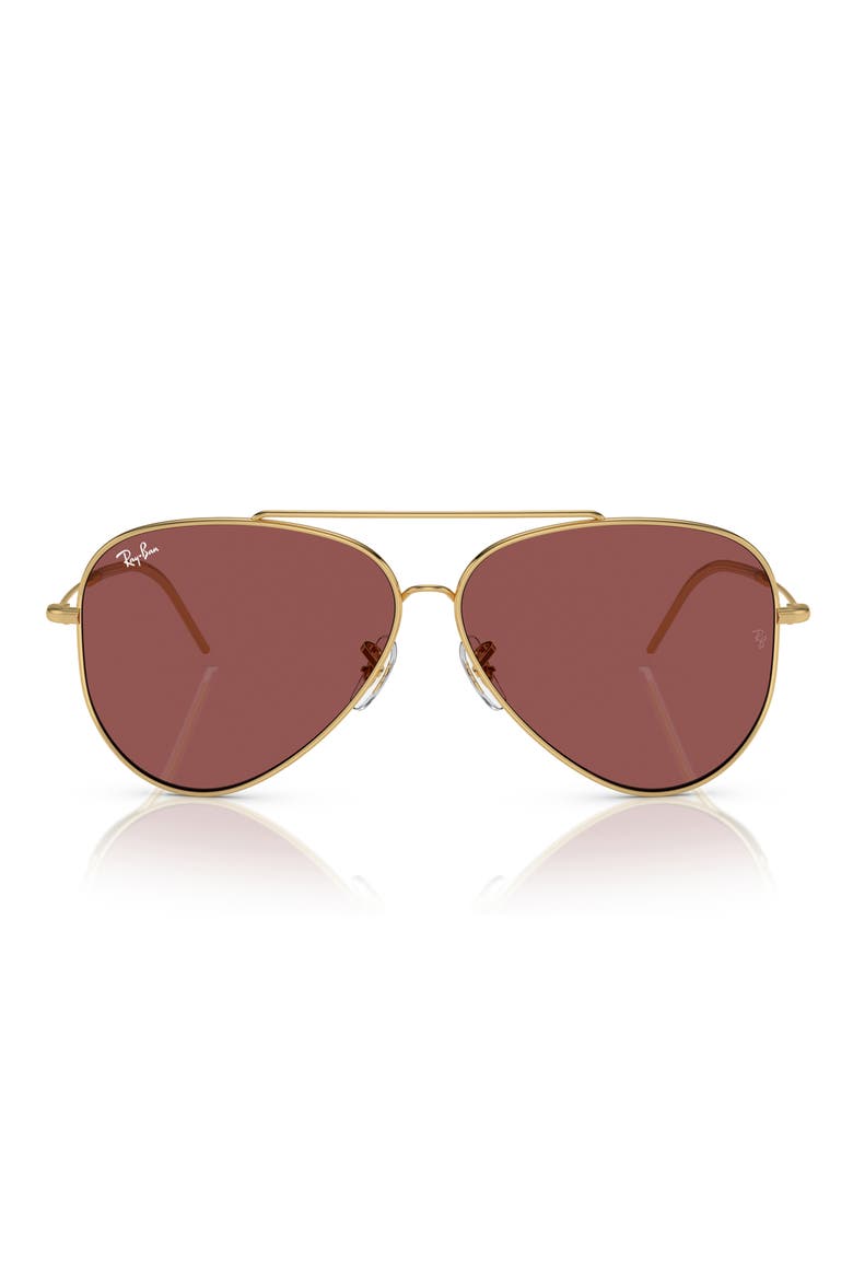 Aviator Reverse 59mm Pilot Sunglasses, Alternate, color, DARK VIOLET
