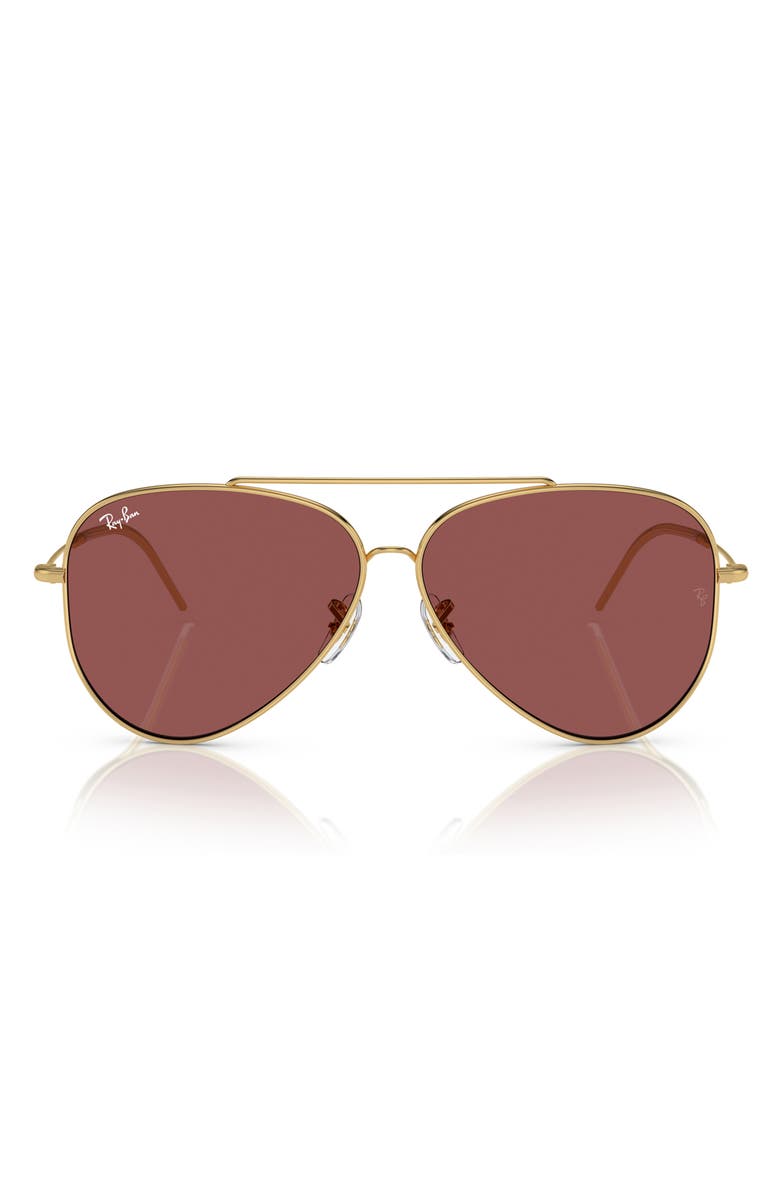 Ray-Ban Aviator Reverse 59mm Pilot Sunglasses, Alternate, color, Dark Violet