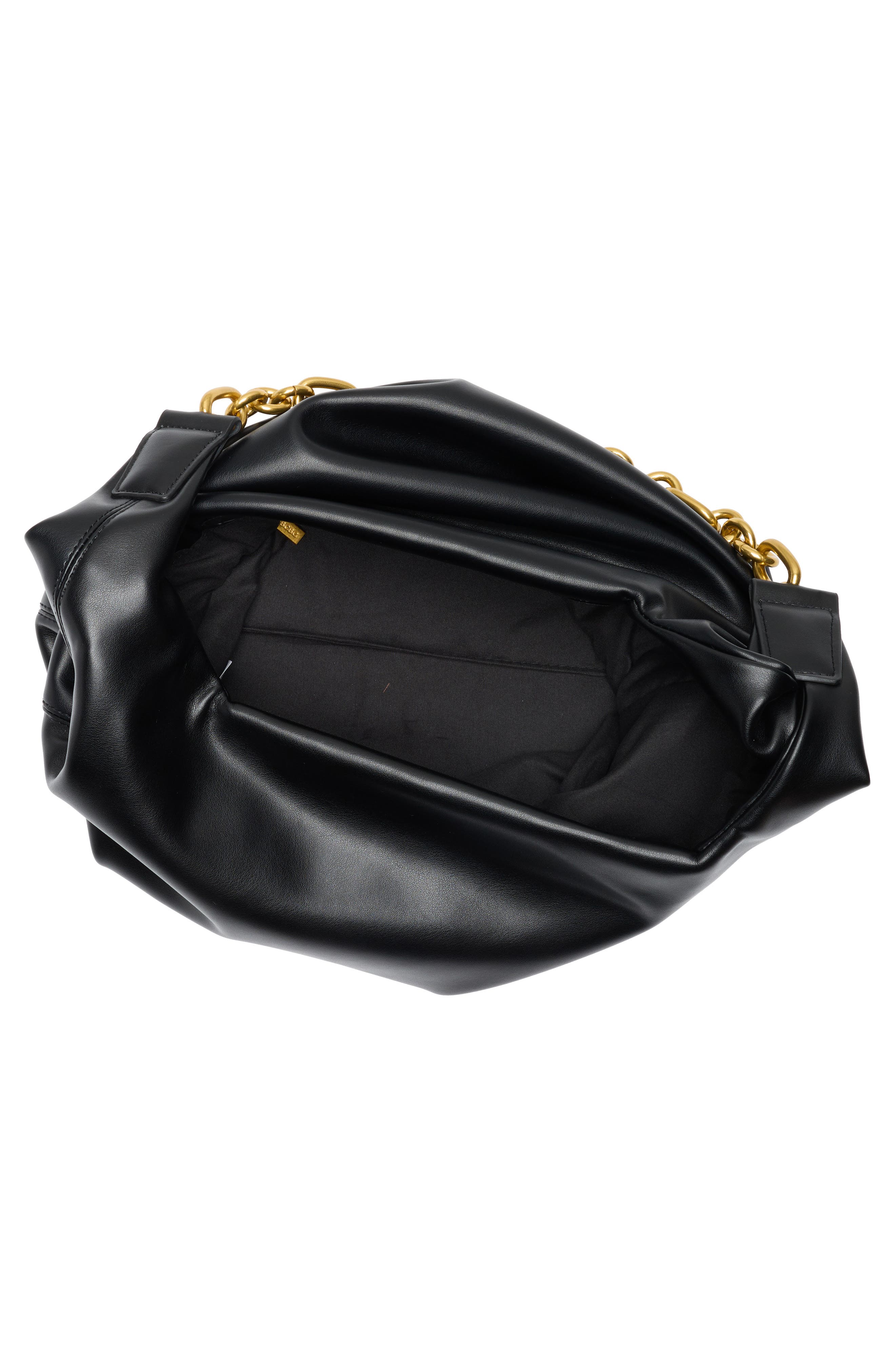Chain Faux Leather Hobo, Alternate, color, BLACK