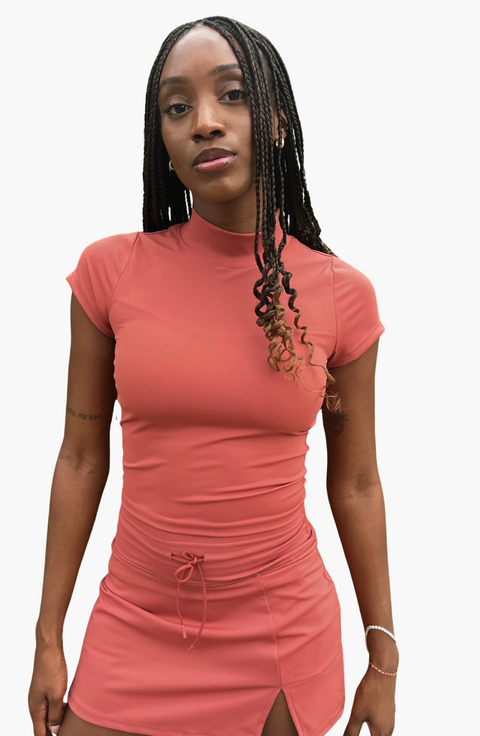 Ready Mock Neck Short Sleeve Top