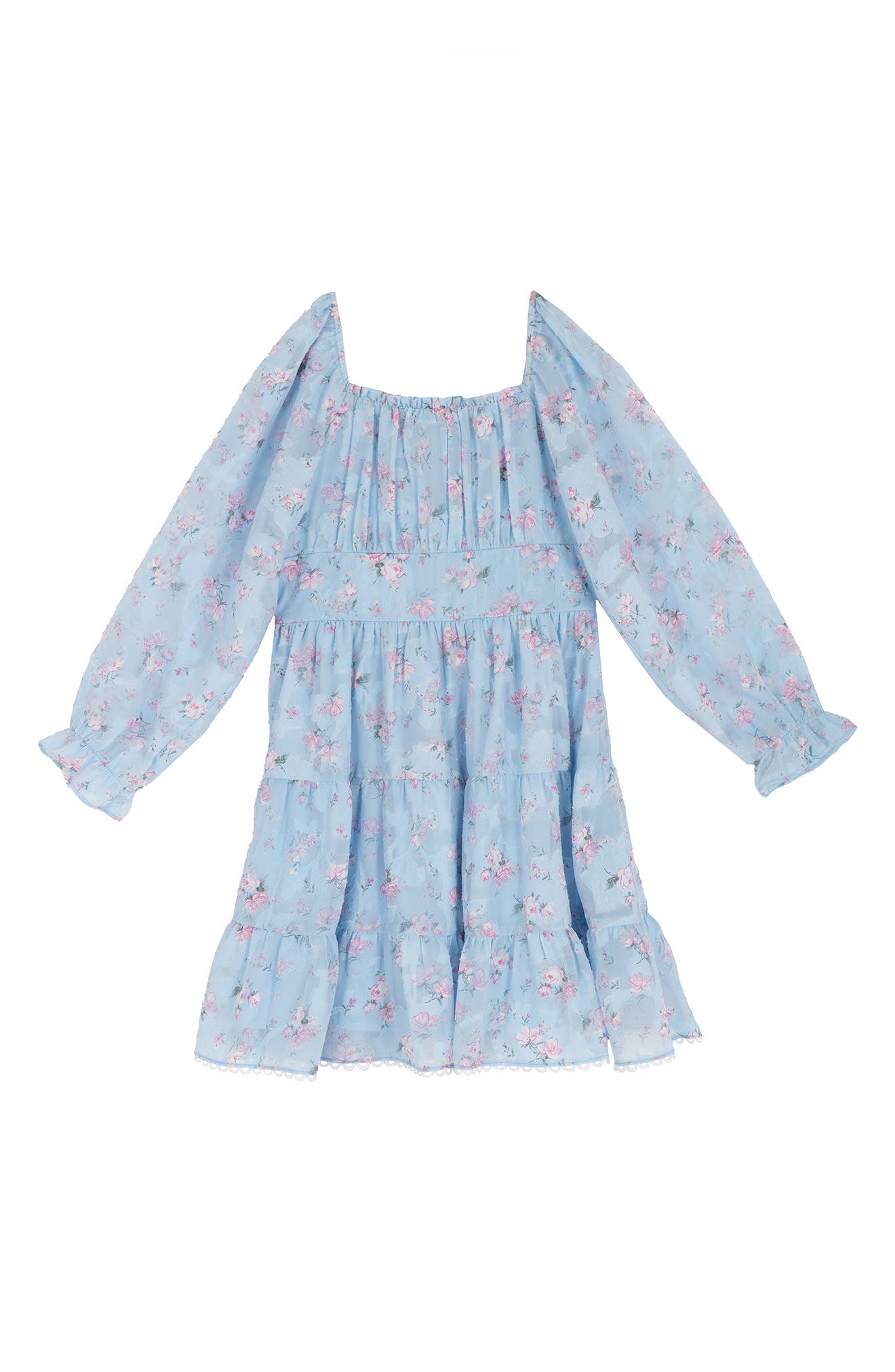 Rare Editions Kids' Floral Burnout Chiffon Smocked Dress