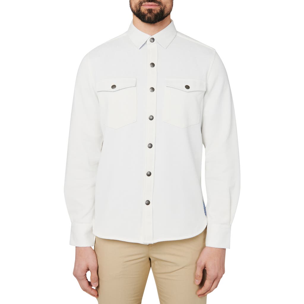 Brooklyn Brigade Solid Waffle Knit Shirt Jacket in White